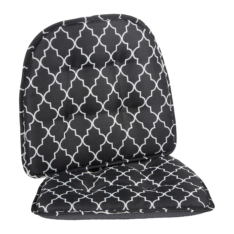 Klear Vu Trellis Tufted Non-Slip Geometric Dining Chair Cushion Set - Black - Set of 2