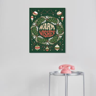 Wynwood Studio Canvas Holiday and Seasonal Warm Wishes Decor Green Glam Wall Art Canvas Print