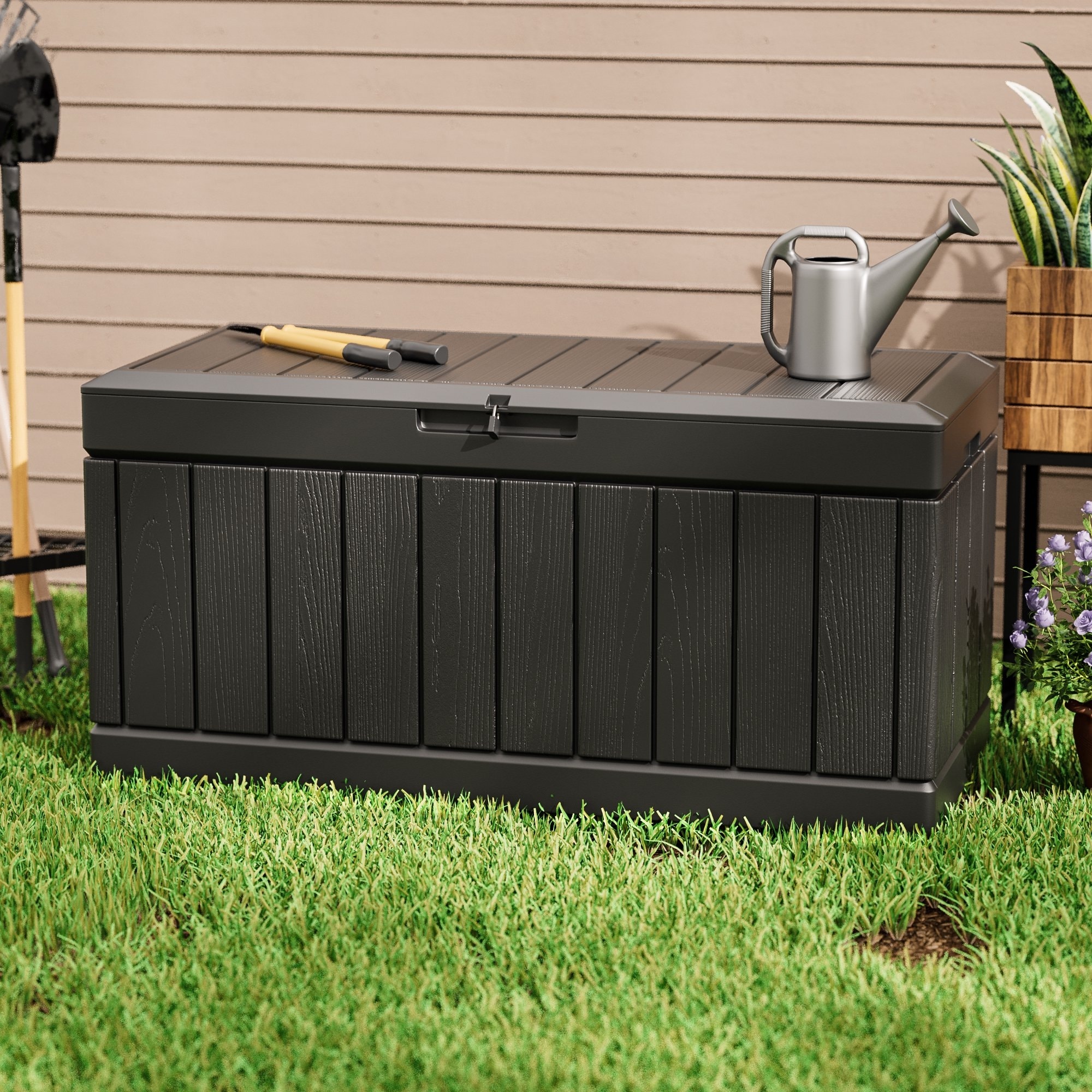 51-Gallon Outdoor Deck Box, Waterproof Storage Container Storage