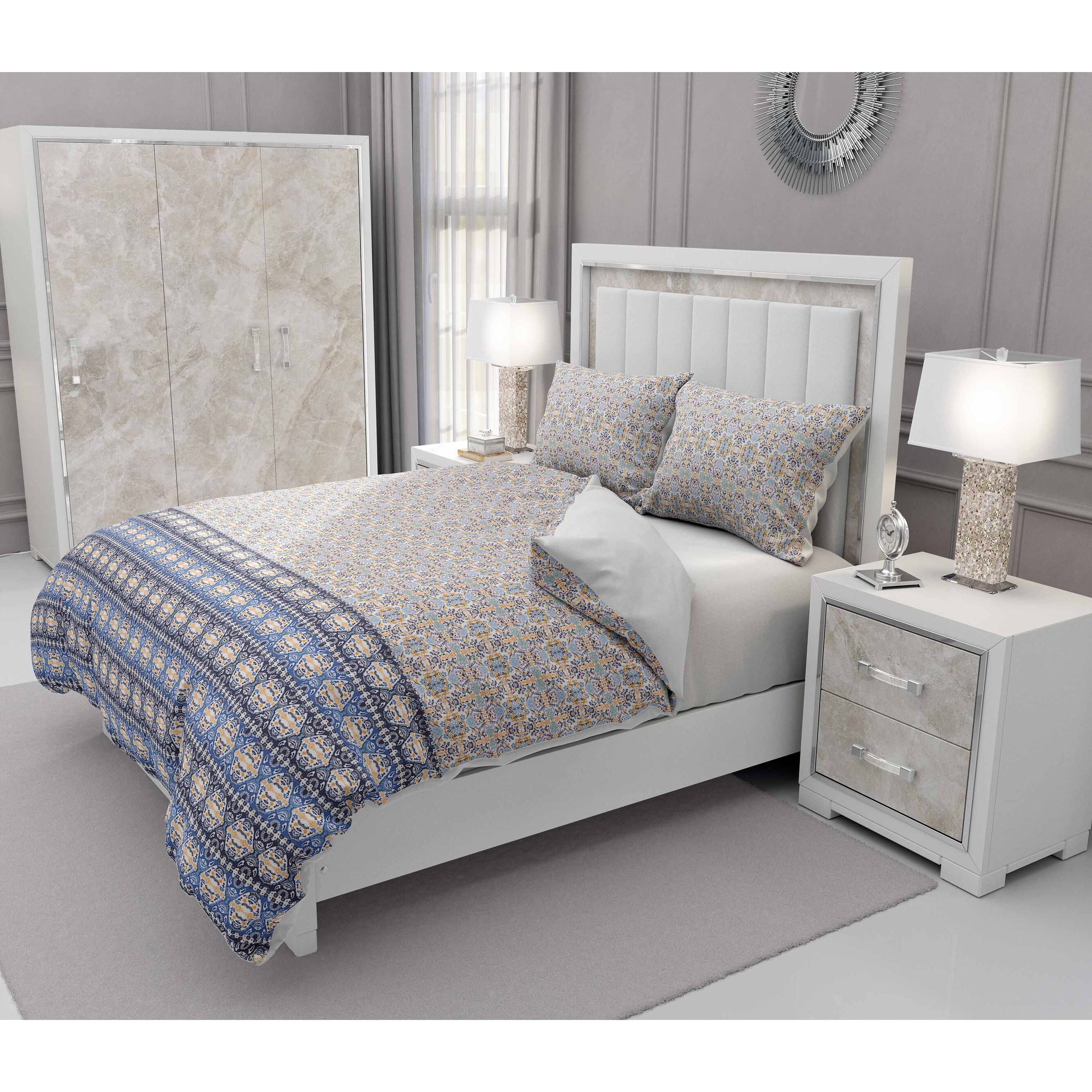 Shalimar Diamond Sham in Yellow, Green, White - Bed Bath