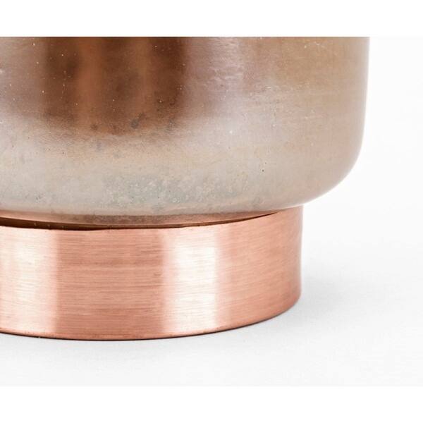 Shop 10 5 Brown Large Hurricane Glass Vase With Copper Metal Base