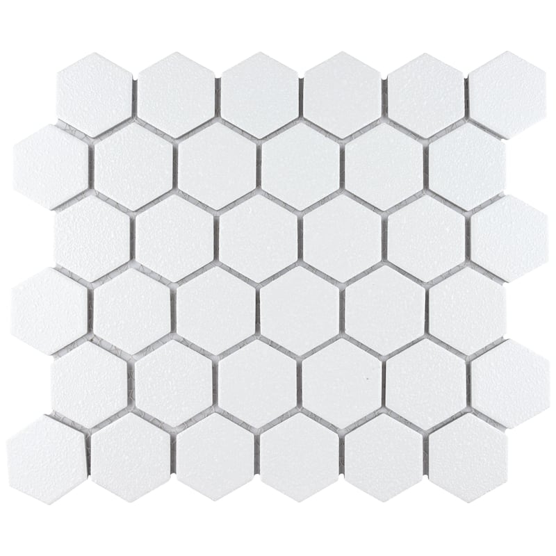 Merola Tile Hudson Due 2" Hex Crystalline White 10-7/8" x 12-5/8" Porcelain Mosaic Floor and Wall Tile