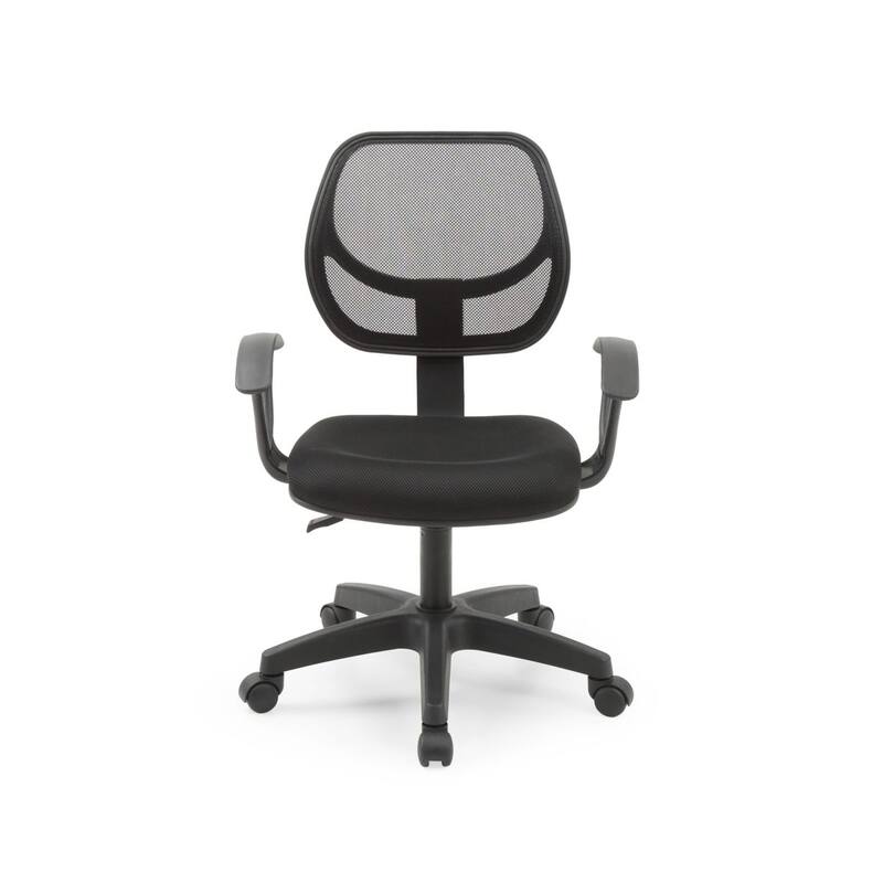 Hodedah Mesh, Mid-Back, Adjustable Height, Swiveling Task Chair with Padded Seat in Black - N/A