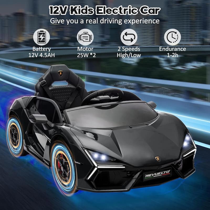 12V Kids Ride On Car, Licensed Lamborghini Revuelto Electric Car for Kids