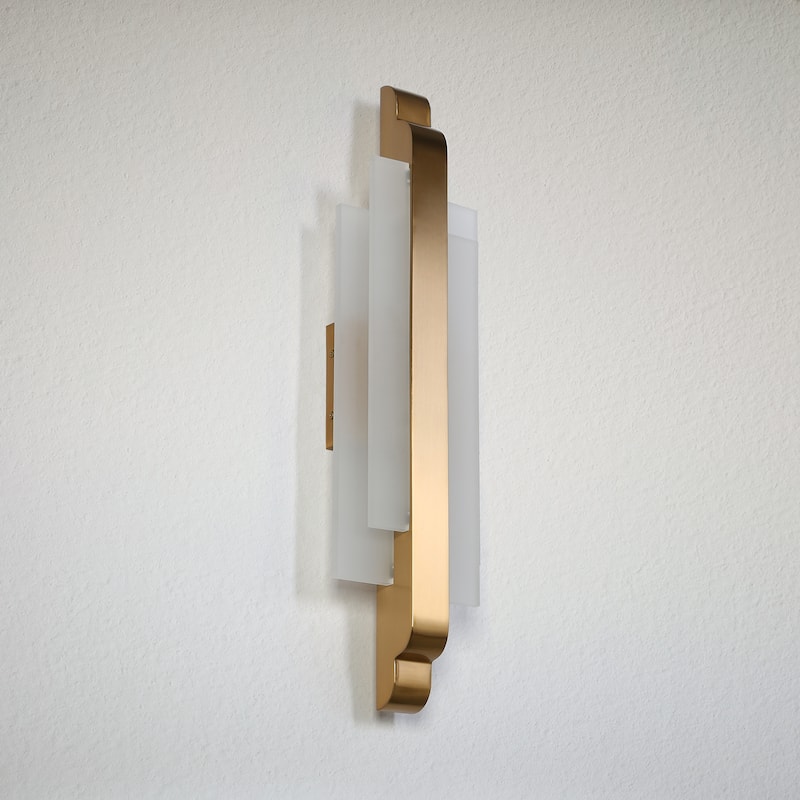 Modern 1-Light LED Gold Geometric Wall Sconce Bathroom Vanity Light - W6.3"*D3.1"*H23.6"