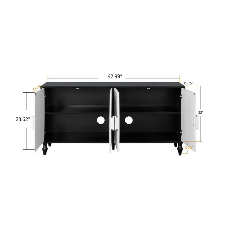 Carved Symmetrical Design Door And Wood Coloured Frame For TV Stand Table,Living Room ,Entryway