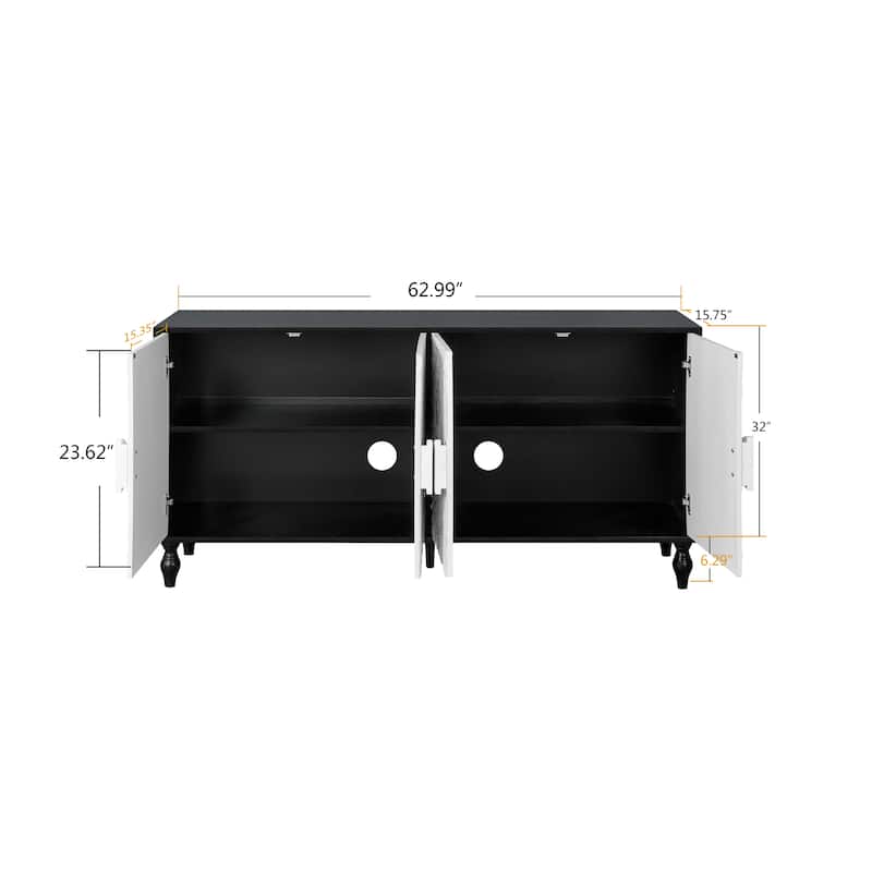 Carved Symmetrical Design Door Frame for TV Stand Table