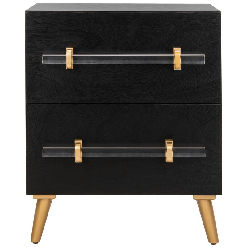 SAFAVIEH Abbigail 2-Drawer Nightstand - Black / Gold