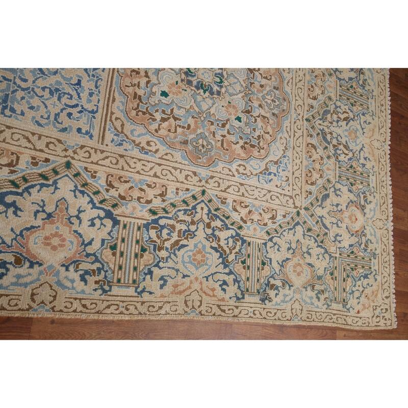 Kerman Vintage Persian Area Rug Handmade Wool Carpet - 9'5" x 12'11"