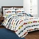 preview thumbnail 6 of 18, Lush Decor Race Cars Print 3-Piece Quilt Set White - Full - Queen