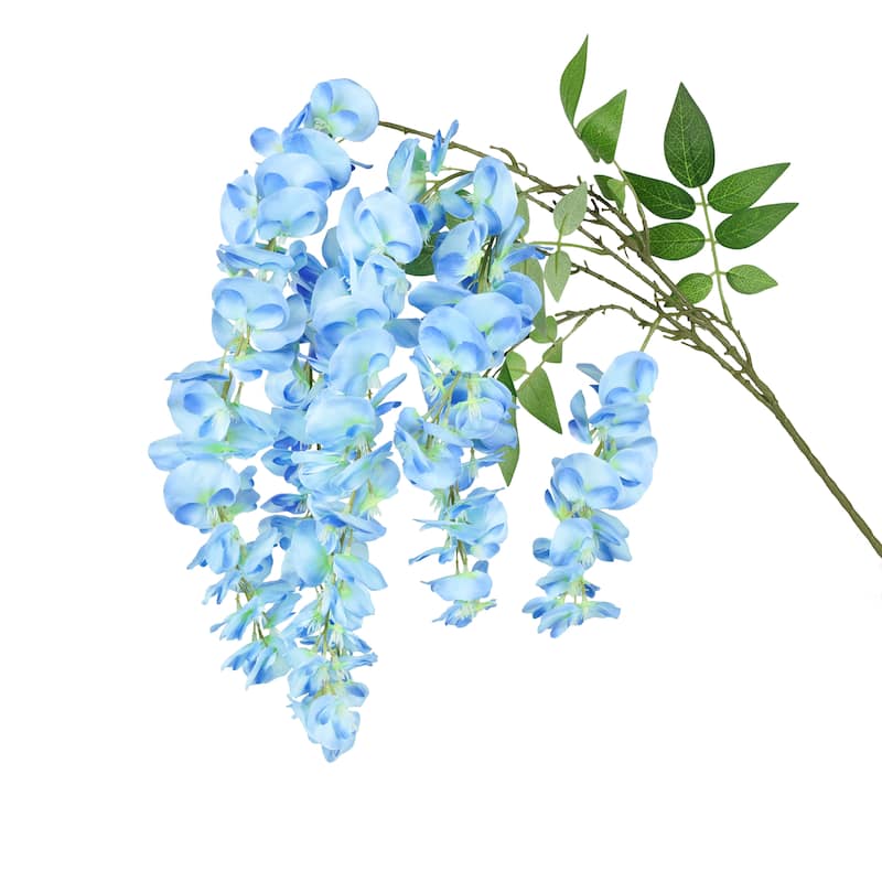 Set of 3 Blue Artificial Japanese Wisteria Flower Stem Hanging Spray ...