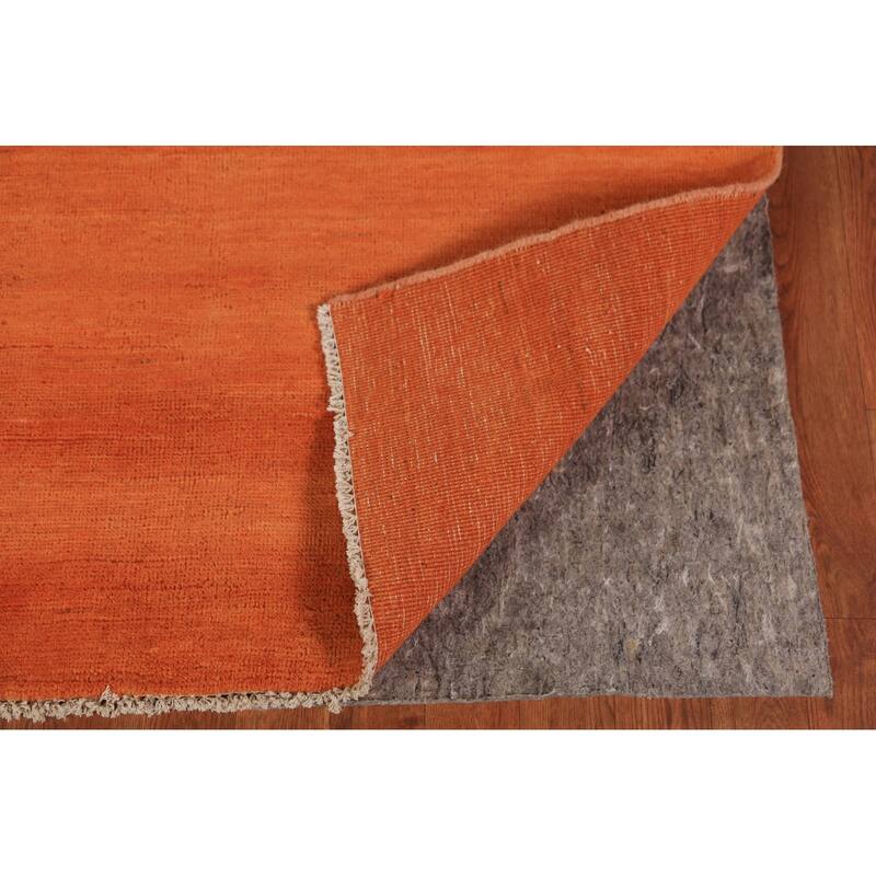 Orange Modern Gabbeh Oriental Area Rug Solid Hand-Knotted Wool Carpet - 5'3" x 7'11"
