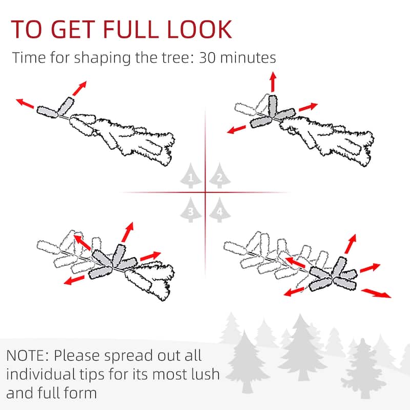 HOMCOM Pre-Lit Slim Noble Fir Tree - Warm White LED Lights, White, Holiday Decor