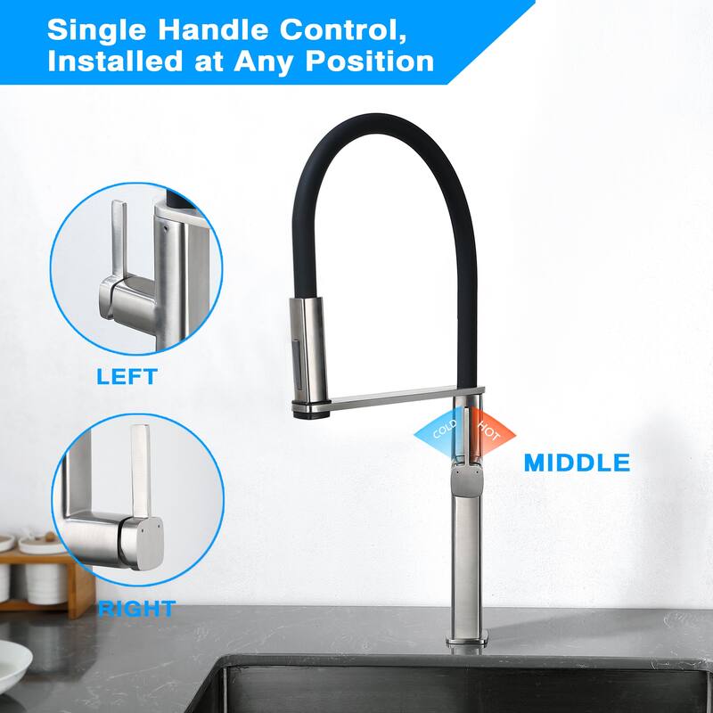 Single Handle Pull Down Sprayer Kitchen Faucet with in Brushed Nickel