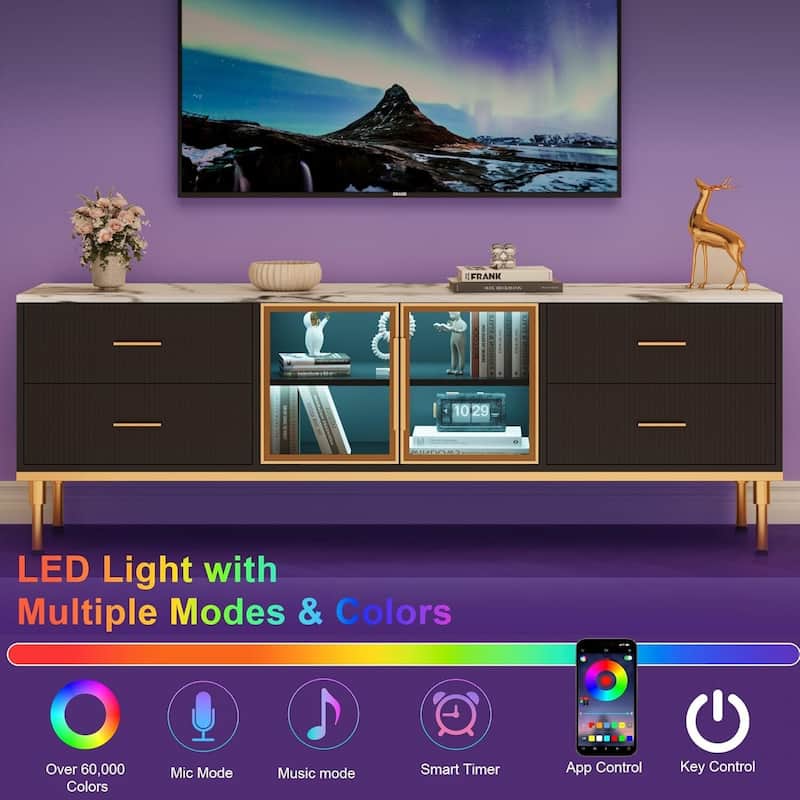 Modern Entertainment Center LED Lighted TV Stand for Living Room 55-75" TVs - N/A