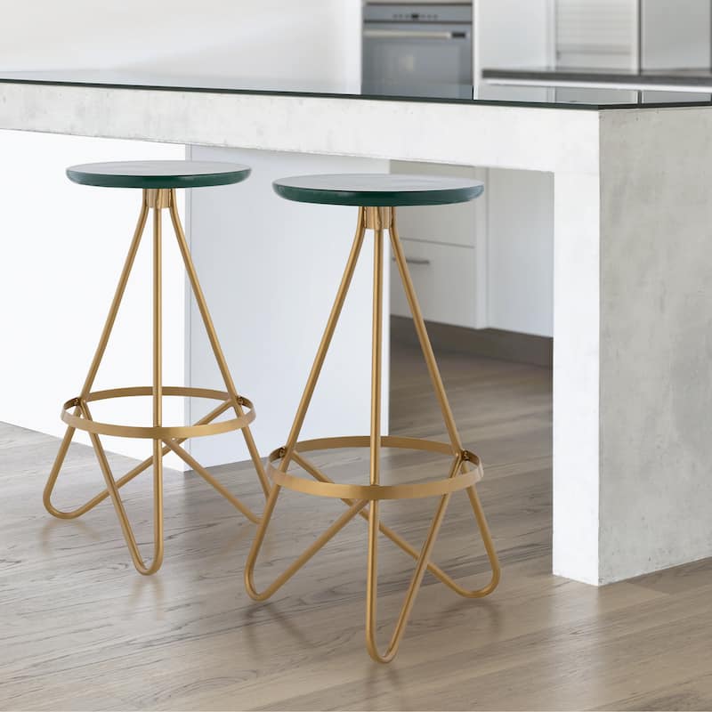 Hula 30" Modern Industrial Metal Backless Circular Bar Stool, by JONATHAN Y