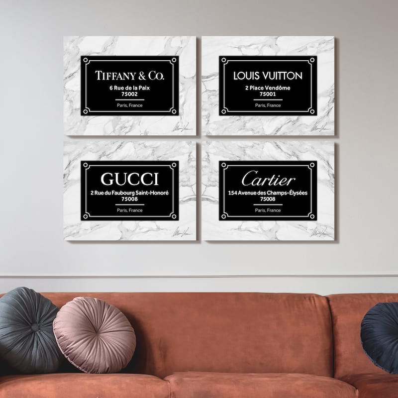 "Prestige Brand"Frameless Free Floating Reverse Printed Tempered Glass Wall Art Set of 4