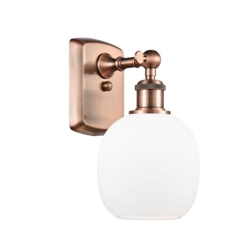 Innovations Lighting Belfast 11" Tall Bathroom Sconce - Antique Copper / Matte White
