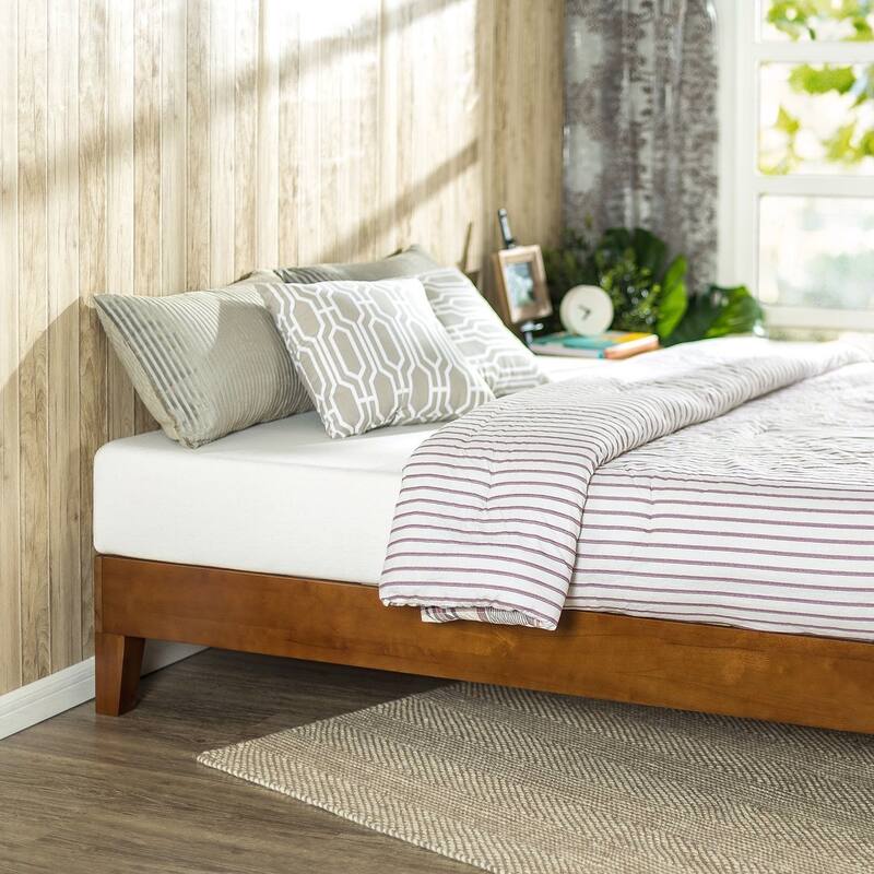 Cherry Wooden Twin Size Low Profile Platform Bed Frame