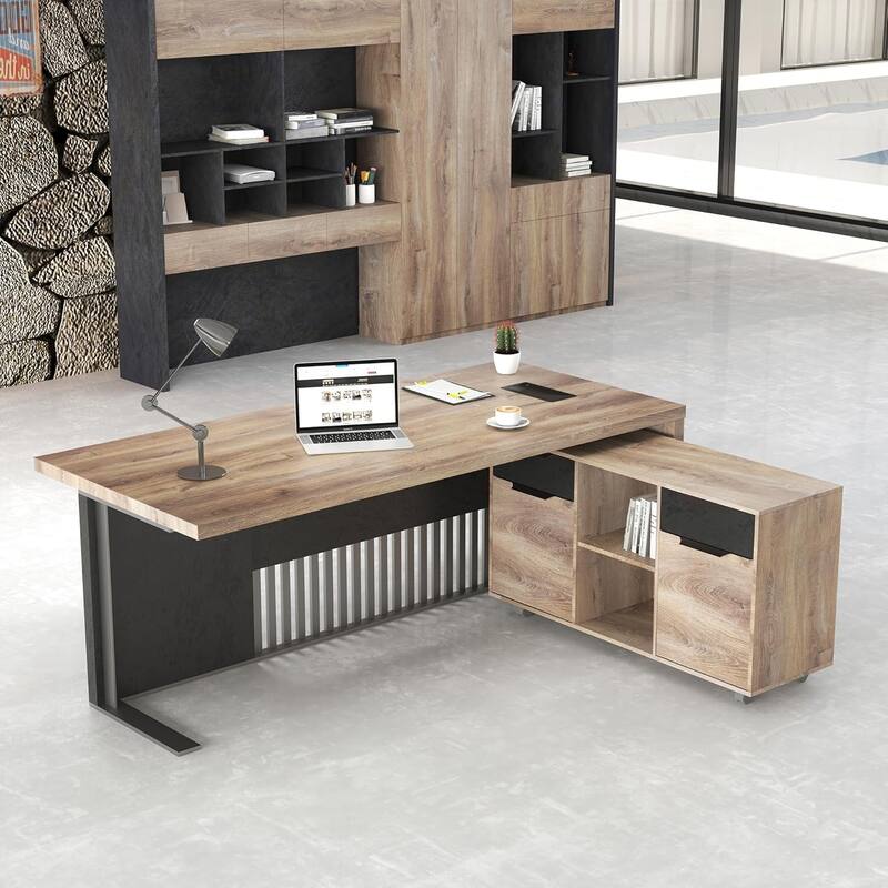 WESOME 47" Large Mobile Lateral Filing Cabinet with Wheels Printer Stand