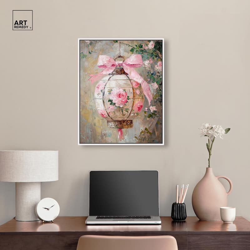 Rose Garden Lantern Canvas by Art Remedy