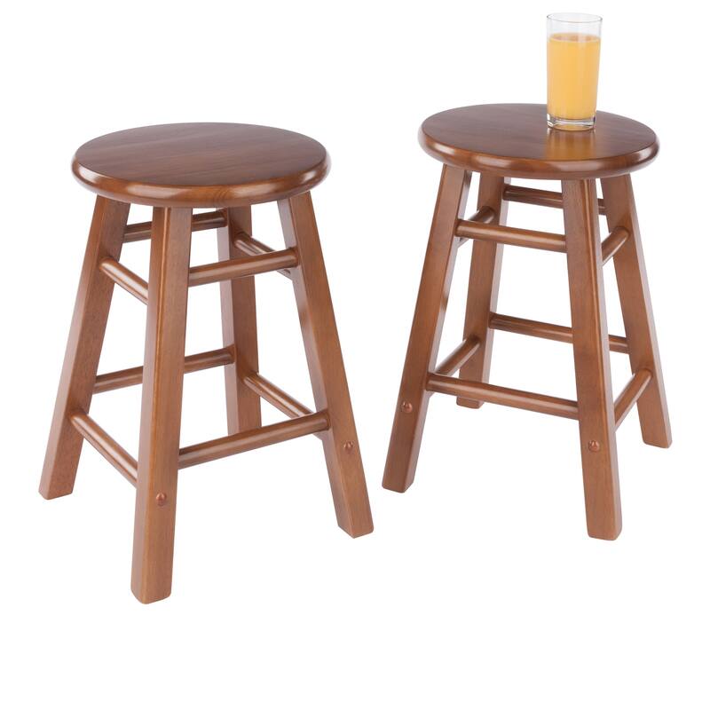 Element 2-Pc Square Legs Dining Stool Set, Teak Finish - N/A