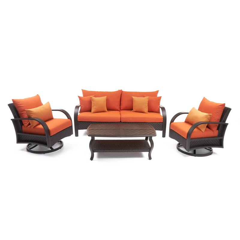Barcelo 4 Piece Sunbrella Outdoor Patio Motion Seating Set with Table