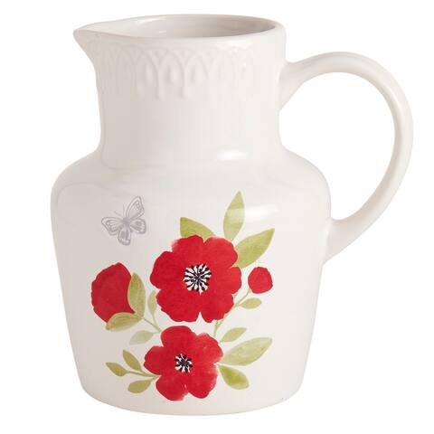 Dolly Parton Tennessee Home Embossed White Floral 2.26 Liter Pitcher