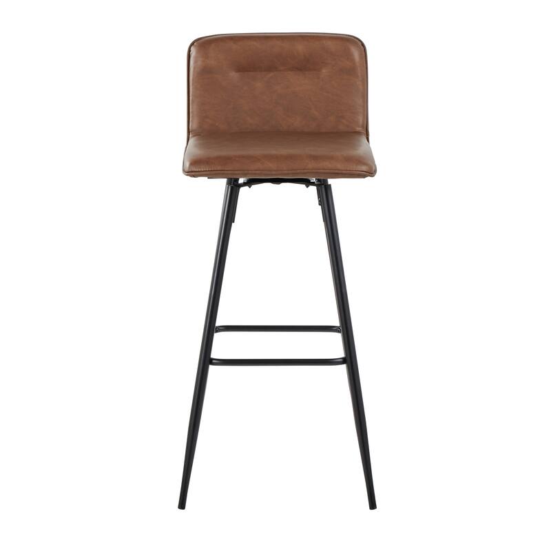 Porch & Den Kerby 30" Fixed-Height Swivel Bar Stool with Metal Legs & Square Footrest (Set of 2)