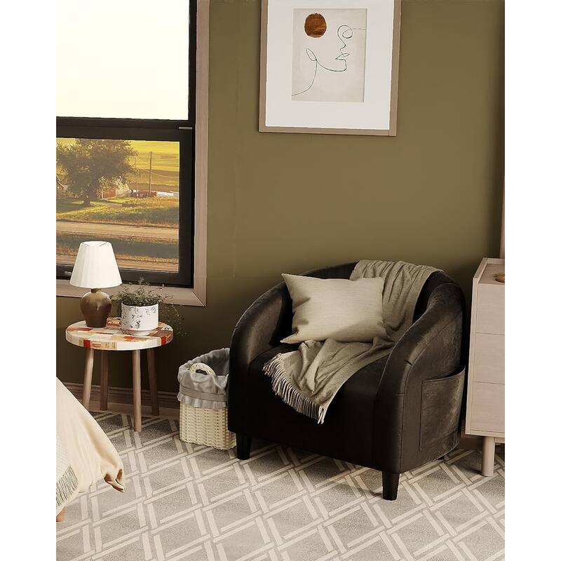 Upholstered Velvet Accent Cozy Armrest Sofa Chair for Living Room Bedroom