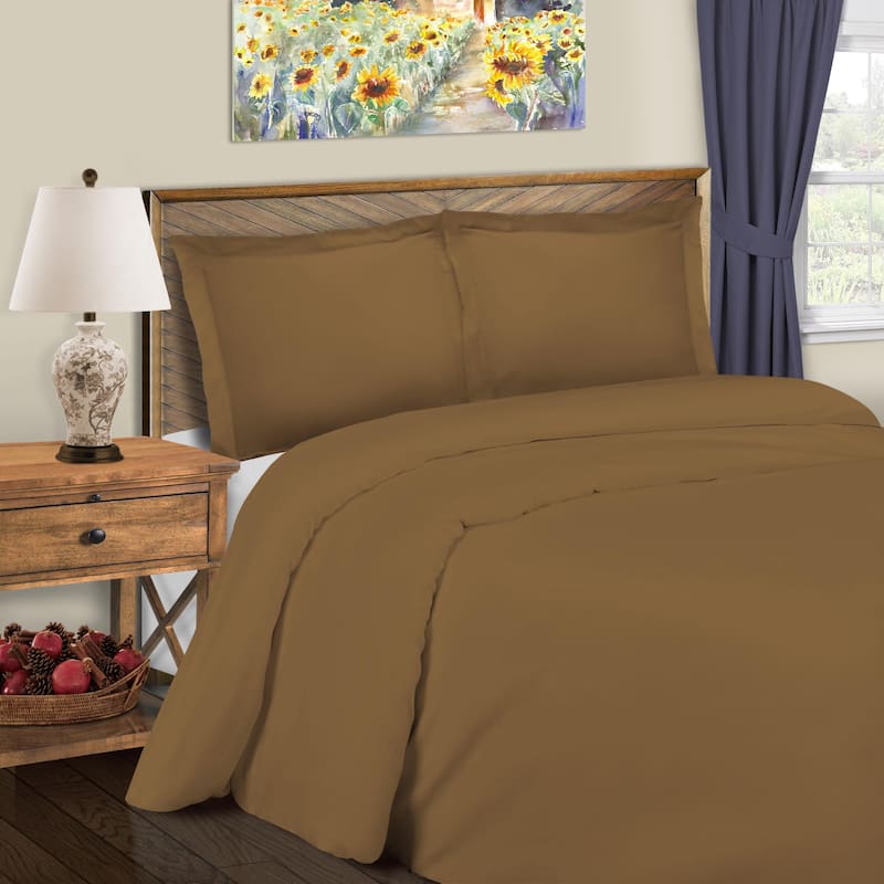 Superior 600 Thread Count Cotton Blend Duvet Cover Set - Taupe - Twin