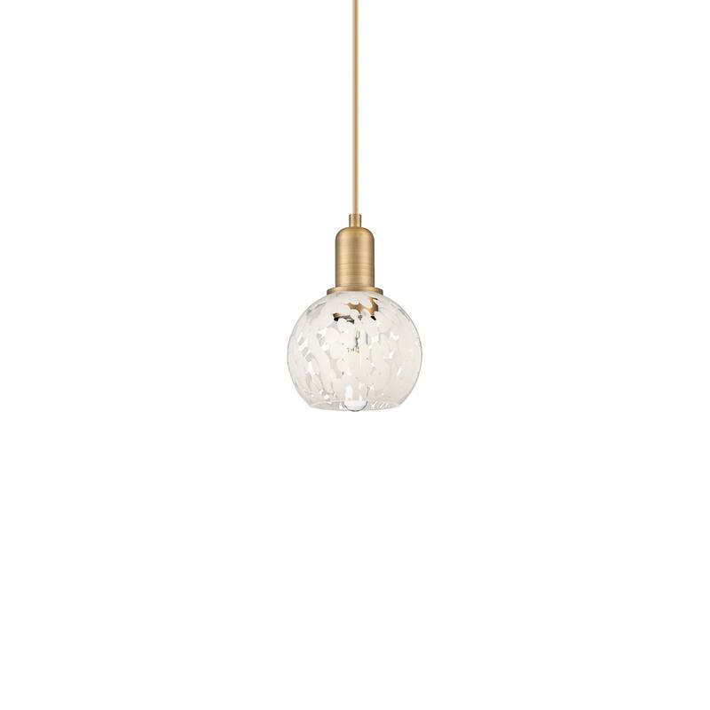 Innovations Lighting 716-1P-9-6 White Mouchette Pendant White - Brushed Brass / White Mouchette