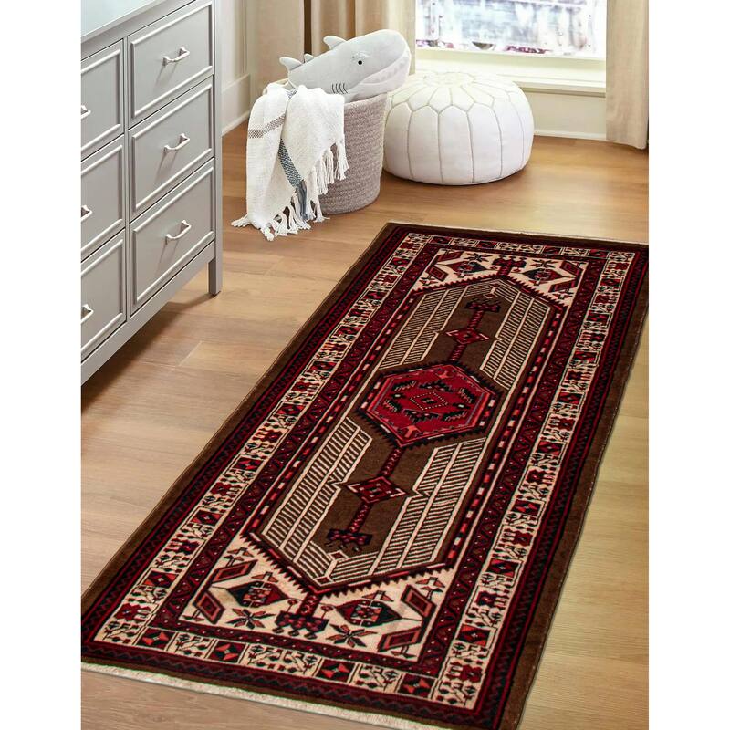 ECARPETGALLERY Hand-knotted Konya Brown Wool Rug - 3'7 x 7'9
