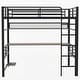 preview thumbnail 14 of 14, Full Size Loft Bed with Shelf, LED Light and Iron Mesh, Black