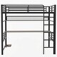 preview thumbnail 11 of 11, Full Size Metal Loft Bed with Storage Shelf and LED Light, Iron Mesh