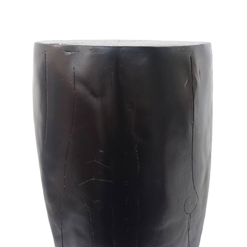 Roomfitters Hollow Sculptural Outdoor Side Table, Wood-Look Lightweight Concrete Garden Stool