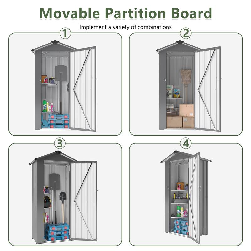2.5*1.4ft Storage Shed, High Quality Galvanized Iron Sheet, Waterproof Design, Reasonable Internal Space Planning, With Lock