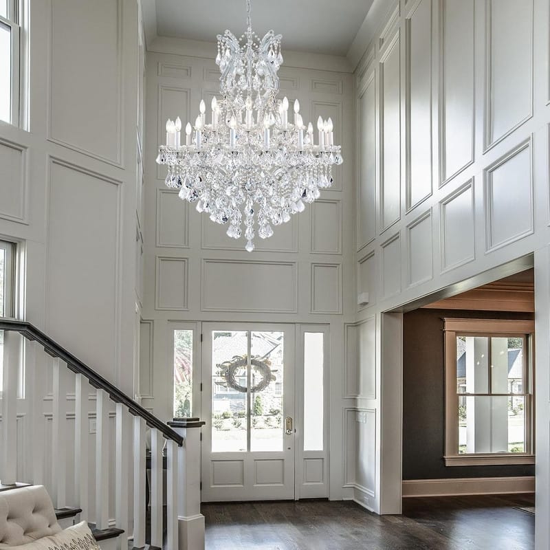 KAYLA Large Crystal Chandelier-24-Light Chandelier Light Fixture Modern Maria Theresa Crystal Chandeliers