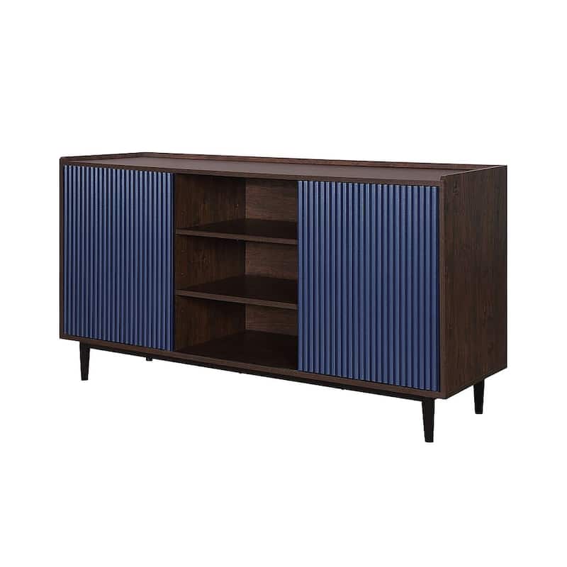 Manhattan Comfort Duane 59.05 Modern Adjustable Shelf Ribbed Sideboard