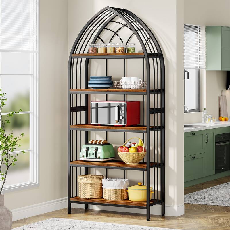74.8-Inch Tall Indoor Plant Stand, Industrial Wood & Metal Plant Shelf