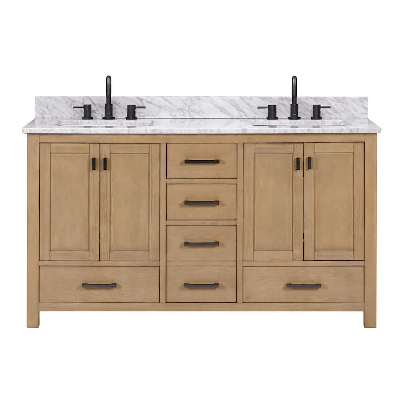 Avanity Modero 60 in. Double Sink Bathroom Vanity with Carrara Marble Top - 61"W x 22"D x 35"H