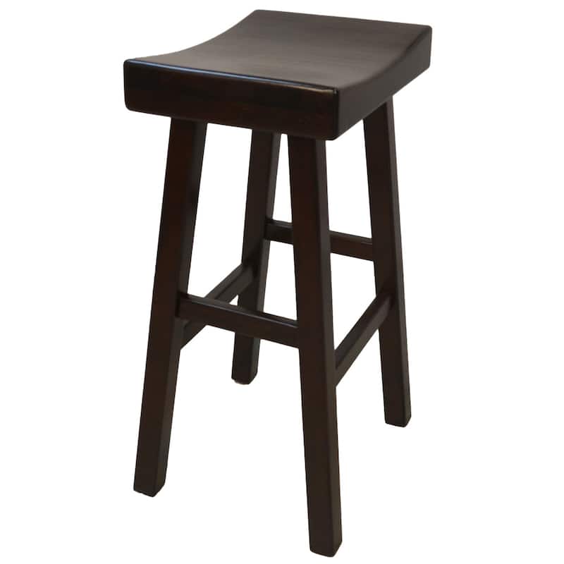 Modern Solid Wood Bar Stool with Footrest, Armless and Backless Design for Kitchen or Dining Room - Espresso 30"