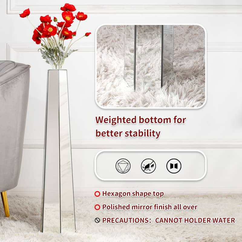 Glam Tall Mirror Floor Vase Flower Vase