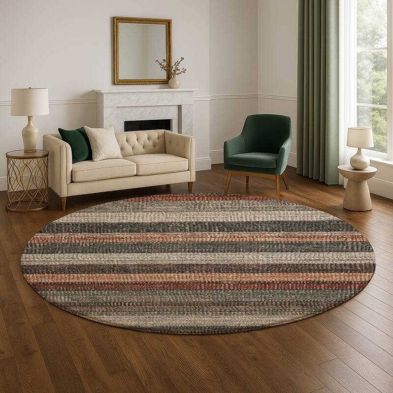 Premium Washable Super Soft Ombre Stripes Mayfield Rug - Paprika - 8' x 8'