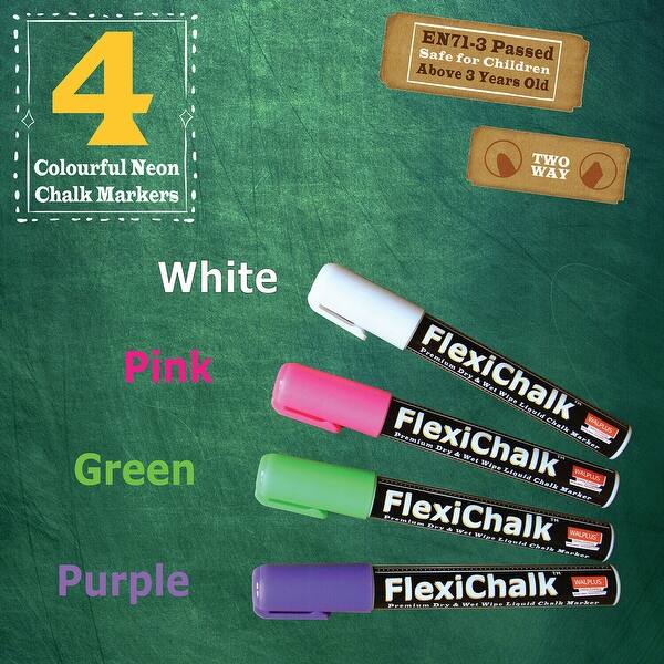 dimension image slide 0 of 2, Walplus Children Blackboard Chalkboard Wall Stickers Nursery Decor with Flexichalk Marker Neon Color Liquid Chalks Pen
