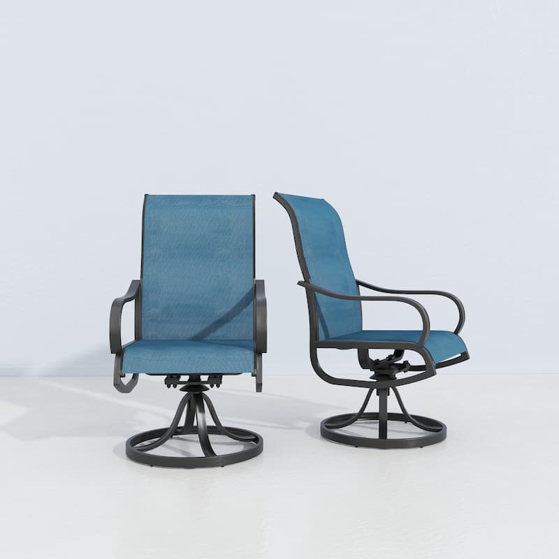 Swivel Outdoor Dining Armchair Patio Chair (Set of 2/4) - Blue Set of 2