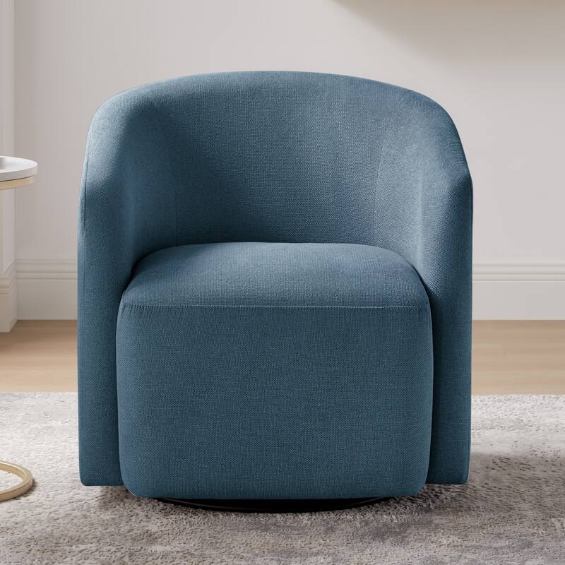 Leather Swivel Barrel Chair 30 Inch Compact 360 Degree