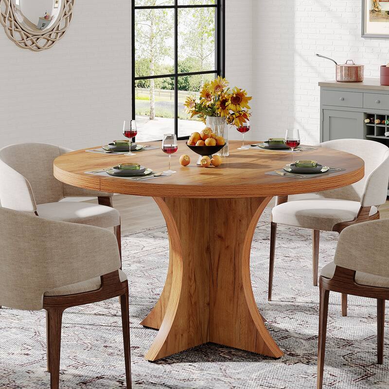 47 Inch Round Dining Table for 4-6, Kitchen Table Wood Dining Table Coffee Table