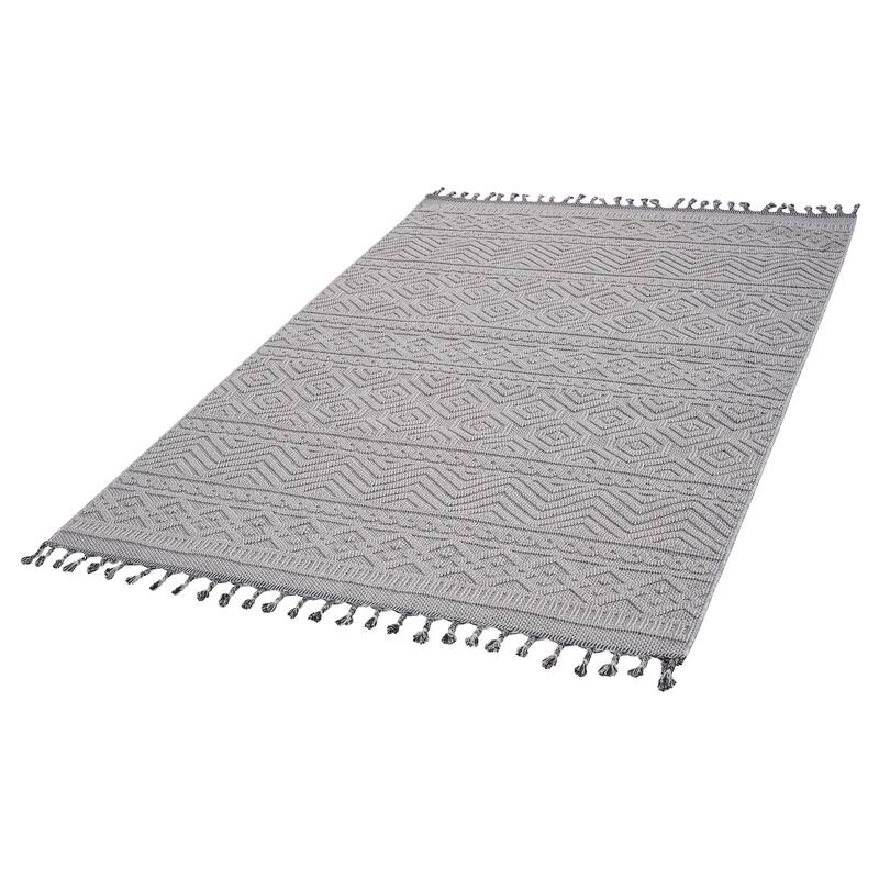 Guros Collection White / Geometric Indoor / Outdoor Non-Shedding Area Rug