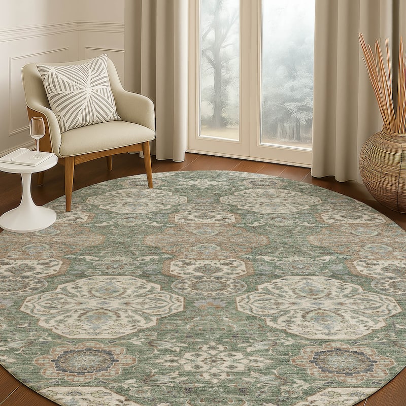 Machine Washable Indoor/ Outdoor Global Budden Chantille Rug